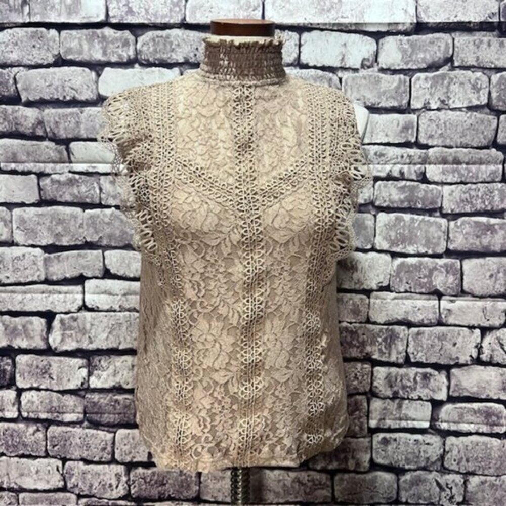 Cable & Gauge NWT Beige Lace Blouse Size S